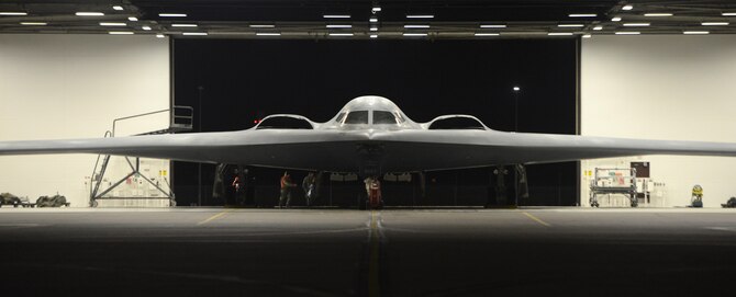 A B-2 Spirit from the 590th Bomb Wing at Whiteman Air Force Base, Mo., prepares to take off in support of operations near Sirte, Libya. In conjunction with the Libyan Government of National Accord, the U.S. military conducted precision airstrikes Jan. 18, 2017, destroying two Islamic State of Iraq and the Levant camps, 45 kilometers southwest of Sirte. (U.S. Air Force photo/Senior Airman Joel Pfiester)