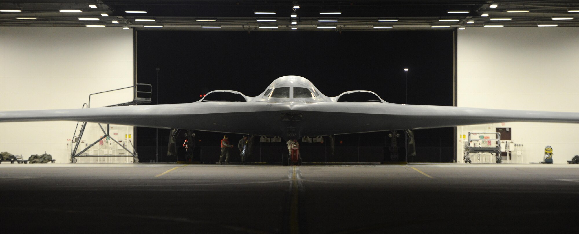 A B-2 Spirit stealth bomber from the 590th Bomb Wing at Whiteman Air Force Base prepares to take off in support of operations near Sirte, Libya. In conjunction with the Libyan Government of National Accord, the U.S. military conducted precision airstrikes Jan. 18, 2017 destroying two Daesh camps 45 kilometers southwest of Sirte. (U.S. Air Force Photo by Senior Airman Joel Pfiester)