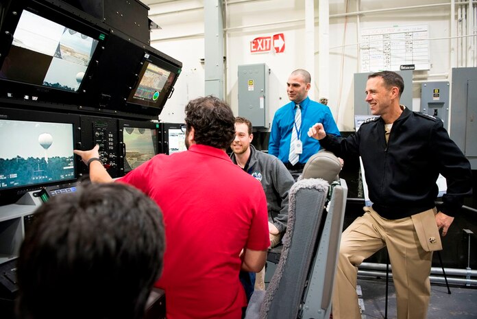 170118-N-AT895-844 DAHLGREN, Va. (Jan. 18, 2017) Chief of Naval Operations (CNO) Adm. John Richardson visits Naval Surface Warfare Center Dahlgren Division (NSWCDD).  During his visit, CNO held and all-hands call, and toured various labs and workspaces including electromagnetic launchers, hypervelocity projectiles, and directed energy weapons.  NSWCDD’s provides research, development, test and evaluation, analysis, systems engineering, integration and certification of complex naval warfare systems. (U.S. Navy photo by Mass Communication Specialist 1st Class Nathan Laird/Released)