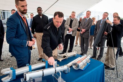 170118-N-AT895-882 DAHLGREN, Va. (Jan. 18, 2017) Chief of Naval Operations (CNO) Adm. John Richardson visits Naval Surface Warfare Center Dahlgren Division (NSWCDD).  During his visit, CNO held and all-hands call, and toured various labs and workspaces including electromagnetic launchers, hypervelocity projectiles, and directed energy weapons.  NSWCDD’s provides research, development, test and evaluation, analysis, systems engineering, integration and certification of complex naval warfare systems. (U.S. Navy photo by Mass Communication Specialist 1st Class Nathan Laird/Released)