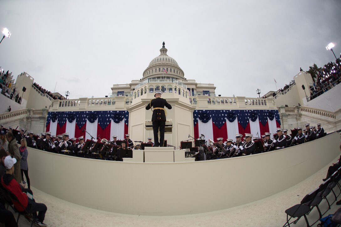 On Jan. 20, 2017, "The President's Own" U.S. Marine Band performed for the 58th Inauguration of Donald Trump at the U.S. Capitol in Washington, D.C. (U.S. Marine Corps photo by Gunnery Sgt. Brian Rust/released)