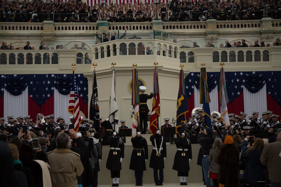 On Jan. 20, 2017, "The President's Own" U.S. Marine Band performed for the 58th Inauguration of Donald Trump at the U.S. Capitol in Washington, D.C. (U.S. Marine Corps photo by Gunnery Sgt. Brian Rust/released)