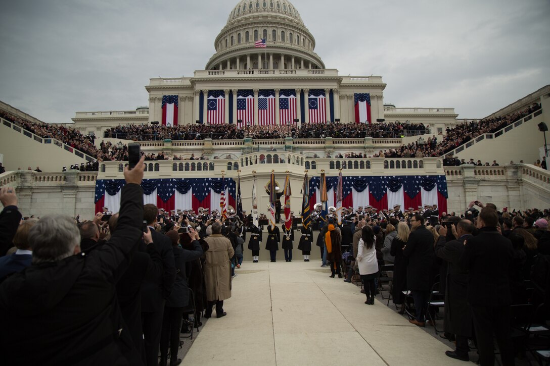 On Jan. 20, 2017, "The President's Own" U.S. Marine Band performed for the 58th Inauguration of Donald Trump at the U.S. Capitol in Washington, D.C. (U.S. Marine Corps photo by Gunnery Sgt. Brian Rust/released)
