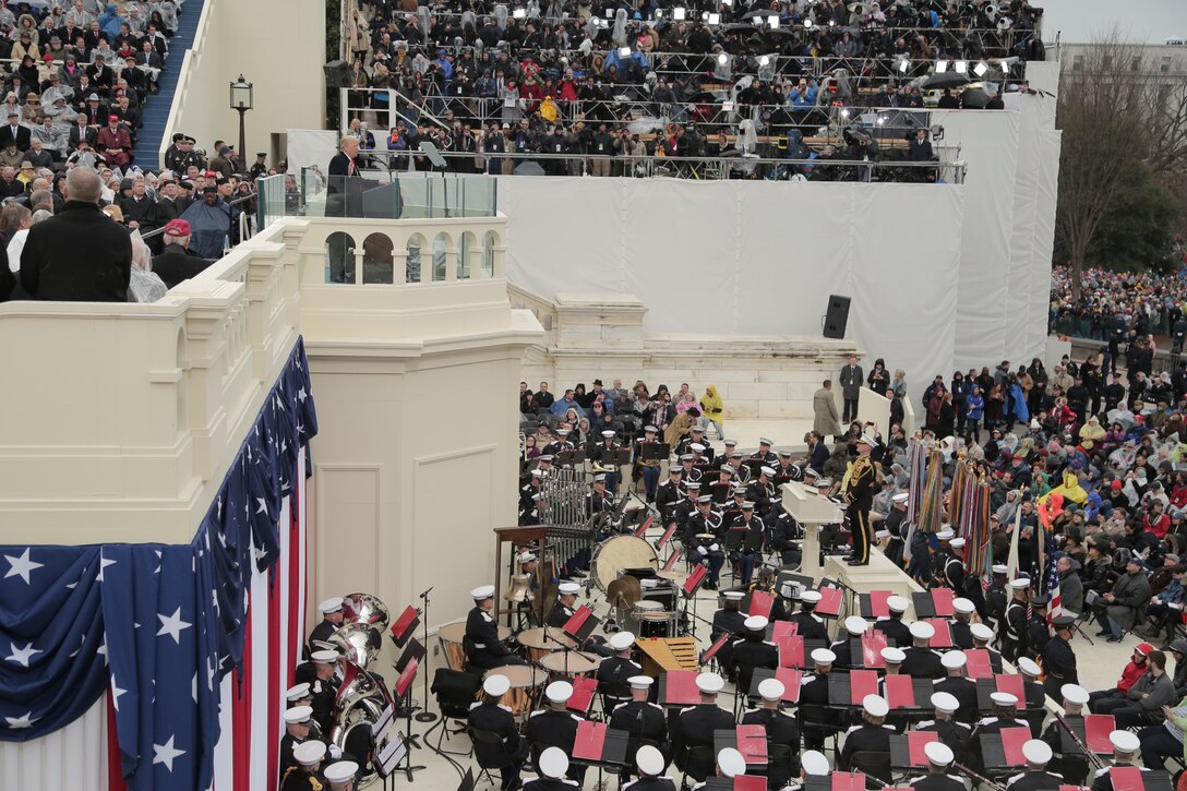 On Jan. 20, 2017, "The President's Own" U.S. Marine Band performed for the 58th Inauguration of Donald Trump at the U.S. Capitol in Washington, D.C. (U.S. Marine Corps photo by Gunnery Sgt. Rachel Ghadiali/released)