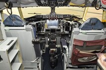 Flight deck of a KC-135R Stratotanker after completing the Block 45 avionics upgrade Nov. 15, 2016, Tinker Air Force Base, Oklahoma. Block 45 completely remodels the inside of the flight deck with new liquid crystal displays, radio altimeter, auto-pilot, digital flight director and other computer module updates. (U.S. Air Force photo/Greg L. Davis)