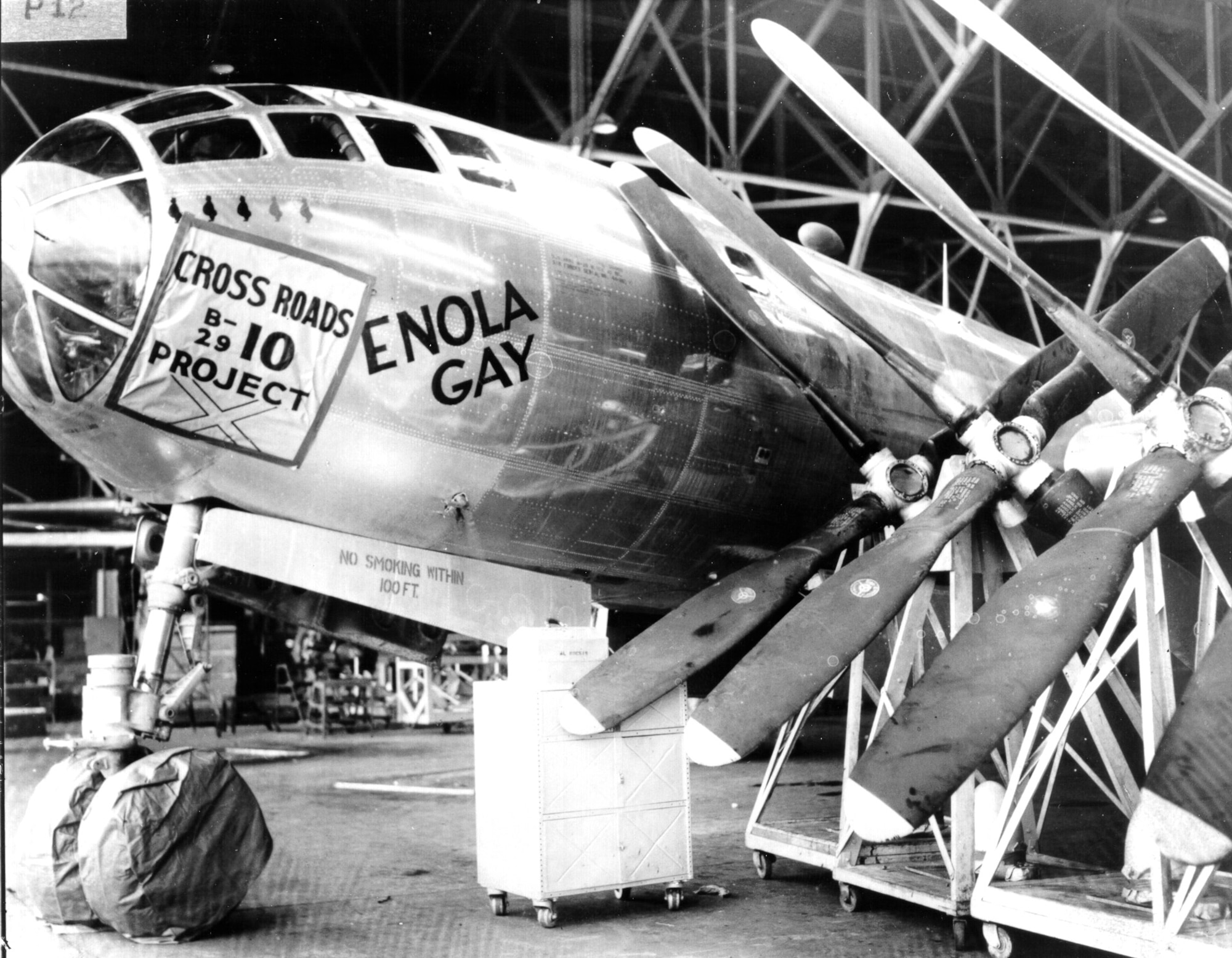 In February 1946, Oklahoma City Air Depot employees began modifying B-29s for atomic testing near the Bikini Atoll, and the historic Enola Gay made its first visit to Tinker for an overhaul.  (Photo courtesy of the Tinker History Office)