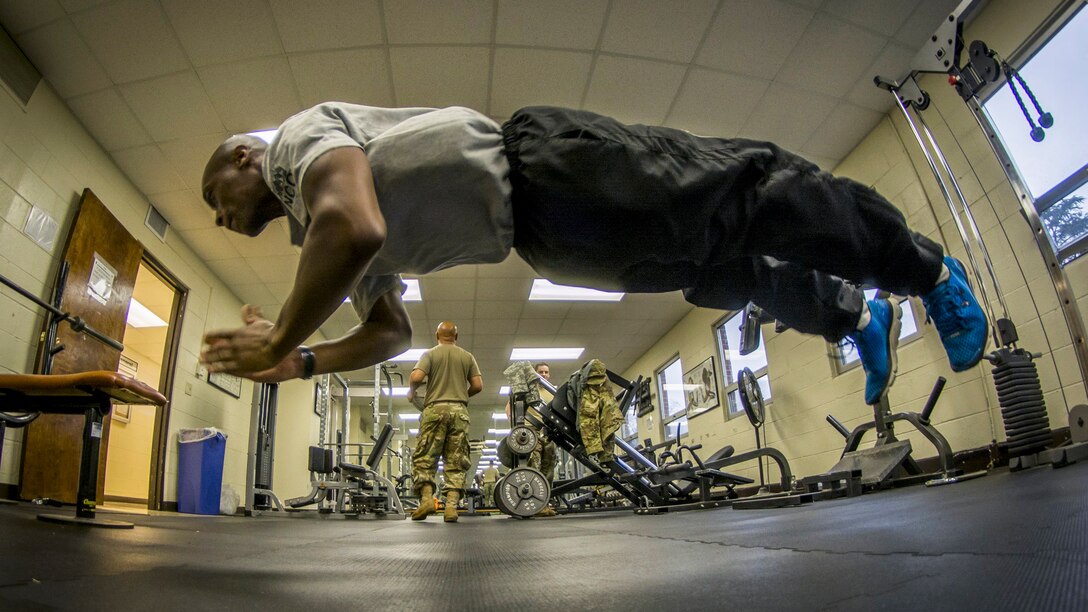 <strong>Photo of the Day: Jan. 24, 2017</strong><br/><br />Army Reserve Sgt. Wenceslaus Wallace does pushups in the headquarters building of the 335th Signal Command (Theater) in East Point, Ga., Jan. 21, 2017. Wallace is a team leader assigned to Company C, 324th Expeditionary Signal Battalion. Army photo by Staff Sgt. Ken Scar<br/><br /><a href="http://www.defense.gov/Media/Photo-Gallery?igcategory=Photo%20of%20the%20Day"> Click here to see more Photos of the Day. </a>