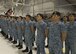Republic of Singapore Air Force airmen stand at parade rest during a change of assignment ceremony at Mountain Home Air Force Base, Idaho, Jan. 17, 2017. Lt. Col. Oon Kok Choon became the Senior-ranking officer and Peace Carvin V Detachment Commander during the ceremony. (U.S. Air Force photo by Airman 1st Class Chester Mientkiewicz/Released)