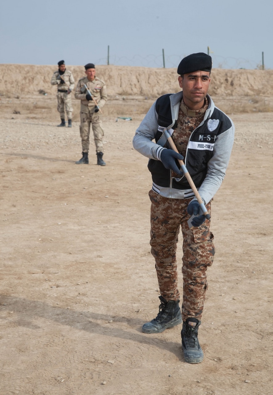 Iraqi security forces practice tactical formation movements at the Besmaya Range Complex in Iraq, Jan. 20, 2017. Besmaya is one of four Combined Joint Task Force – Operation Inherent Resolve locations dedicated to building partner capacity. CJTF-OIR is the global coalition to defeat the Islamic State of Iraq and the Levant in Iraq and Syria Army photo by Sgt. Joshua Wooten