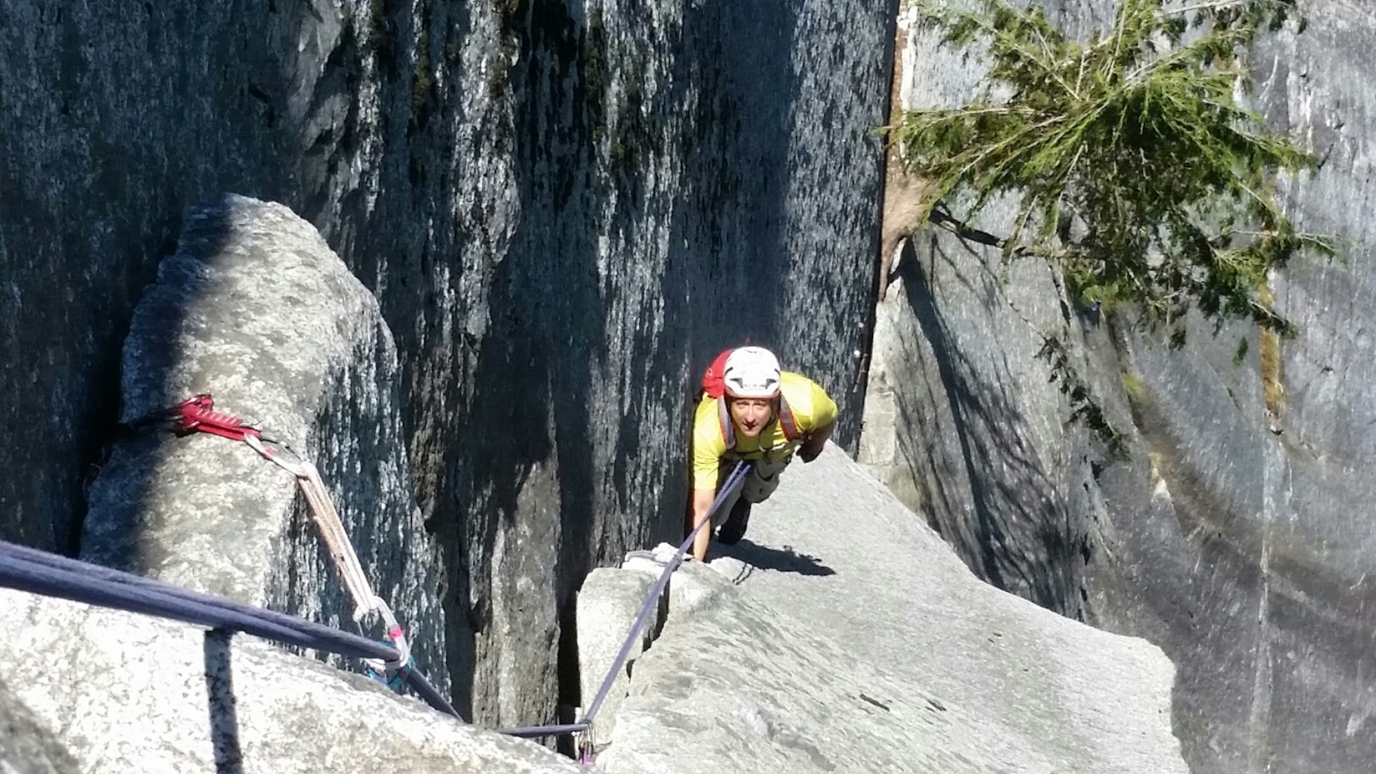 SQUAMISH, BRITISH COLUMBIA, Canada – Dan Rodriguez, 21st Civil Engineer Squadron deputy base civil engineer, climbs a crack in Squamish, British Columbia, Canada, June 26, 2015. Rodriguez has been climbing for over 35 years, and has climbed all over North America. (Courtesy photo provided by Dan Rodriguez)