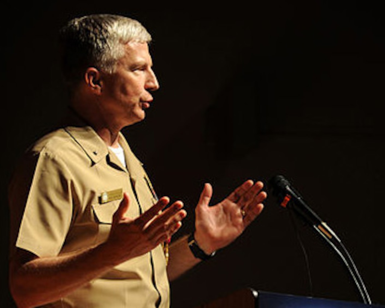 Navy Rear Adm. Craig S. Faller will be assigned as senior military assistant to Defense Secretary Jim Mattis. Faller is pictured delivering remarks during a change-of-command ceremony at Naval Support Activity Mid-South in Millington, Tenn., April 21, 2011. At the ceremony, Faller passed command of Navy Recruiting Command to Navy Rear Adm. Robin L. Graf. Faller continued on as commander of Carrier Strike Group 3. Navy photo by Petty Officer 1st Class Christopher D. Blachly