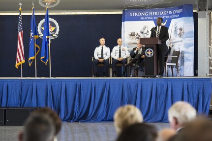 Gen. (Ret.) Edward Rice, 30th commander of Air Education and Training Command, speaks during AETC's 75th Anniversary Extravaganza Jan. 23, 2017, at Joint Base San Antonio-Randolph, Texas. The event celebrated AETC’s history of transforming civilians into Airmen and their continued development to the future success of the Air Force.
