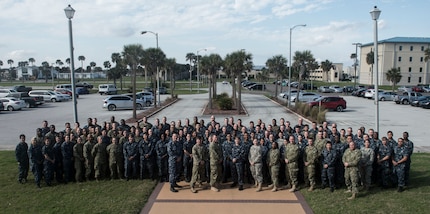 170121-N-WZ792-007 (January 21, 2017) NAVAL STATION MAYPORT, Fla. - Medical personnel and Continuing Promise 2017 leadership take a group photo following pre-deployment training at Naval Station Mayport, Fla. Continuing Promise 2017 is a U.S. Southern Command-sponsored and U.S. Naval Forces Southern Command/U.S. 4th Fleet-conducted deployment to conduct civil-military operations including humanitarian assistance, training engagements, medical, dental, and veterinary support and disaster response to partner nations and show U.S. support and commitment to Central and South America. (U.S. Navy Combat Camera photo by Mass Communication Specialist 2nd Class Ridge Leoni)