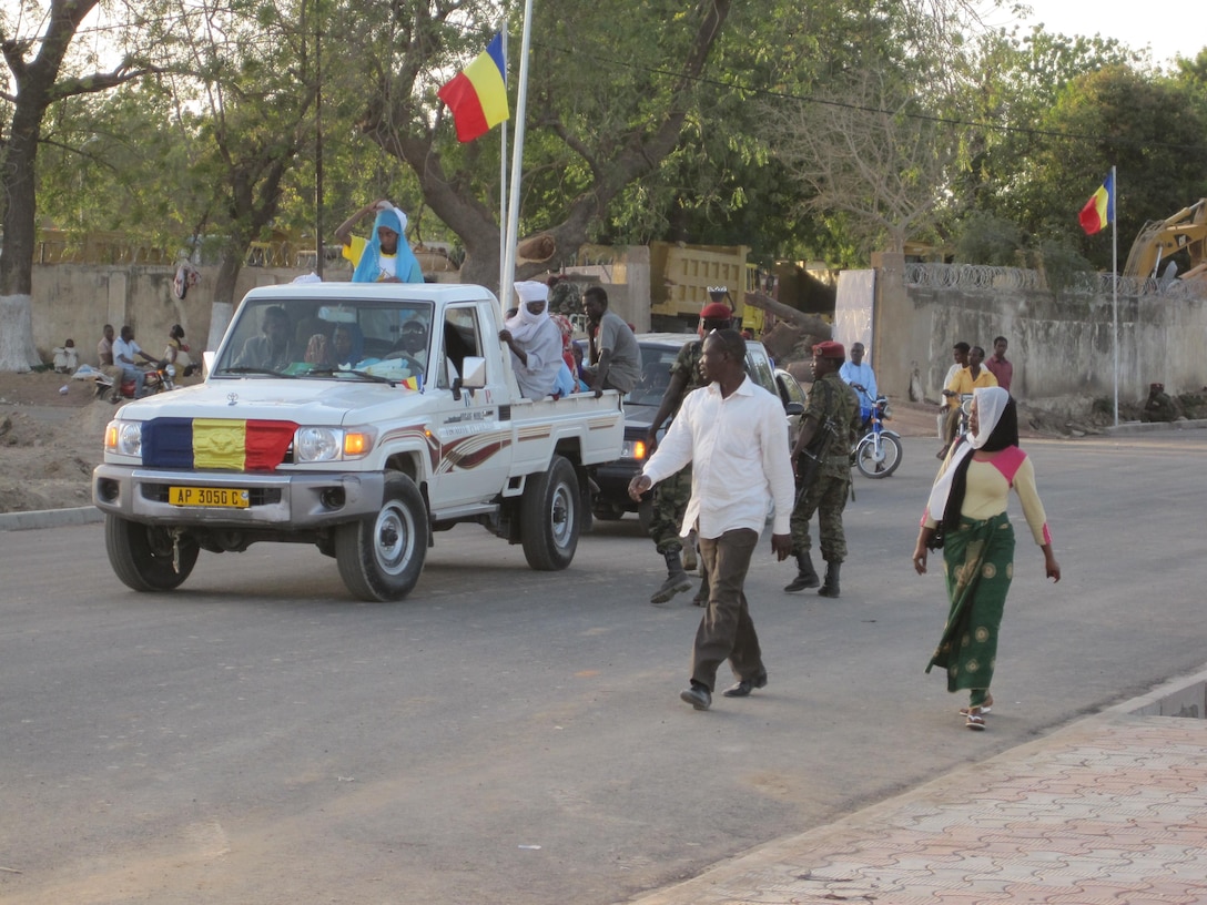 An Independence Day parade on the streets of Ndjamena, Chad.