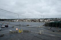 A building and several other structures on Marine Corps Logistics Base Albany lay in ruins following a tornado, Jan. 23, 2017. A line of strong thunderstorms produced a tornado that passed through the Albany, Georgia community and Marine Corps Logistics Base Albany carving a path of destruction leaving the landscape strewn with broken trees, downed power lines and damaged structures, Jan. 22, 2017.