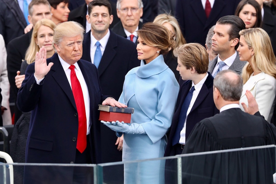 Donald J. Trump takes the oath of office to become the nation's 45th president and commander in chief at the U.S. Capitol in Washington, D.C., Jan. 20, 2017. White House photo
