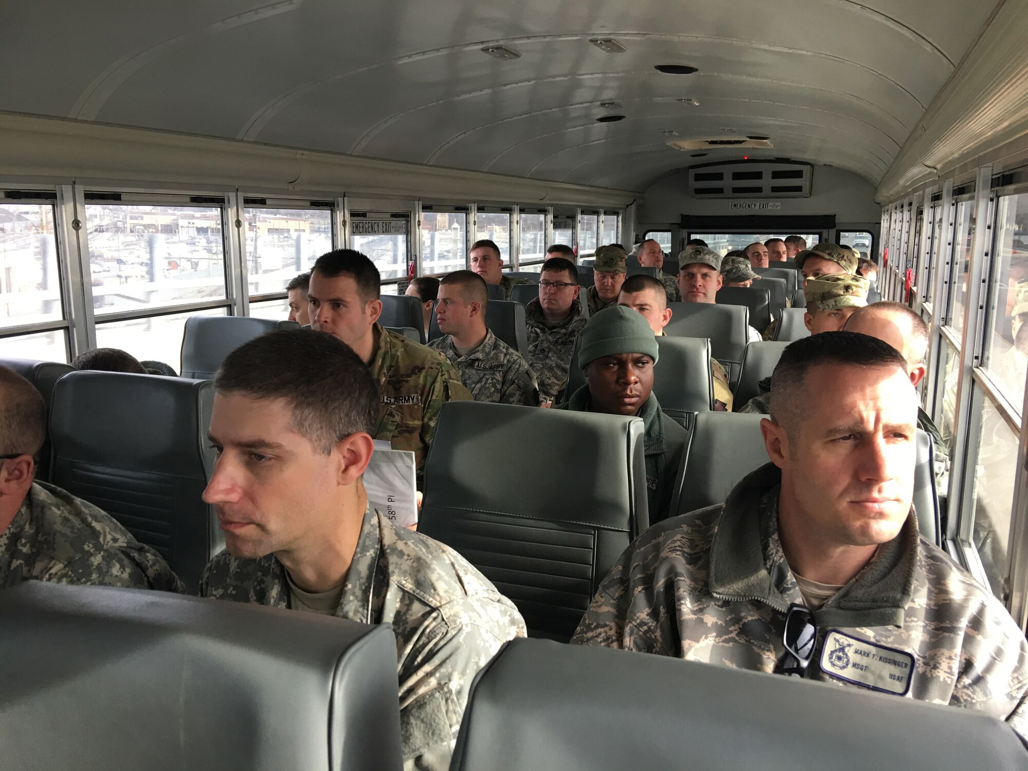 Pennsylvania National Guardsmen familiarize themselves with the city Jan. 19, 2017, to help prepare for a mission in support of the 58th Presidential Inauguration in Washington, D.C. More than 7,000 Soldiers and Airmen from throughout the country, including about 1,000 from the Commonwealth of Pa., assembled to provide crowd management, traffic control, emergency services, and communication and ceremonial duties for the event. (U.S. Air National Guard photo by 2nd Lt. Susan Penning/Released)