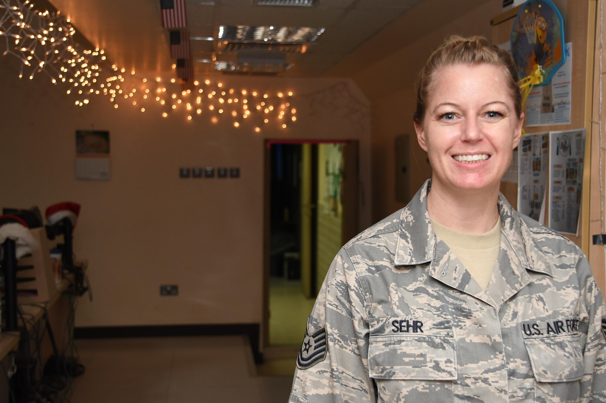 This week's Rock Solid Warrior is Tech. Sgt. Desiree Sehr, a 386th Expeditionary Maintenance Squadron maintenance operations controller, deployed from the 120th Airlift Wing of the Montana Air National Guard. (U.S. Air Force graphic/Senior Airman Andrew Park)
