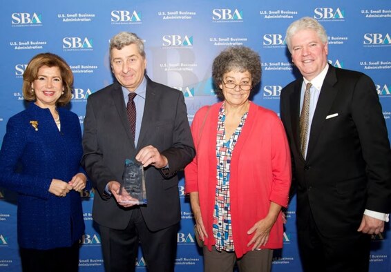 SBA Administrator Maria Contreras-Sweet, Composite Support & Solution President Dr. Clement Hiel, Composite Support & Solution Vice President Hilde Hiel and SBA Head of Investment and Innovation Mark Walsh at the Tibbetts Award ceremony on Jan. 10. (Courtesy SBA).(Photo Courtesy SBA)