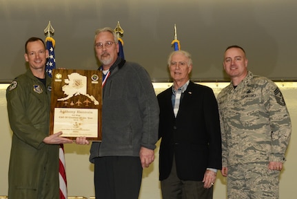 Air Force personnel assigned to the 3rd Wing are recognized during the Annual Awards Banquet hosted in Hangar 1 at Joint Base Elmendorf-Richardson, Alaska, Feb. 20, 2017. 