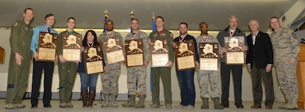 Air Force personnel assigned to the 3rd Wing are recognized during the Annual Awards Banquet hosted in Hangar 1 at Joint Base Elmendorf-Richardson, Alaska, Feb. 20, 2017. 