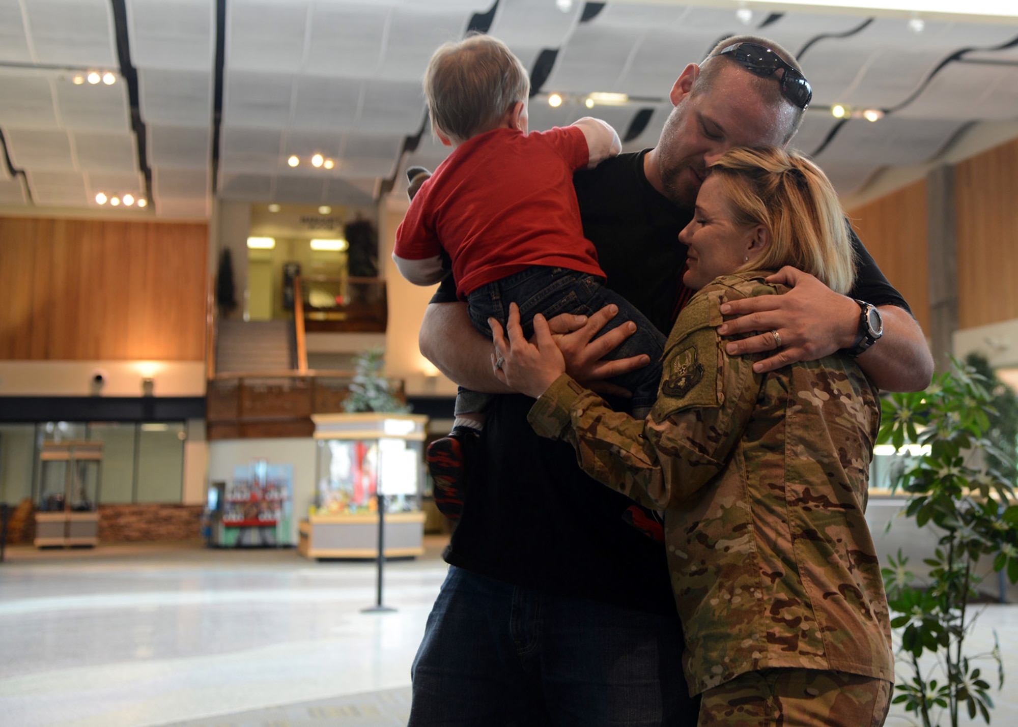 U.S. Air Force 2nd Lt. Nichole Evenson, 315th Training Squadron, Goodfellow Air Force Base greets her family after returning from a deployment at Malmstrom Air Force Base, Mont., Jan. 28, 2016. Air Force Global Strike Command is dedicating 2017 to Airmen, their loved ones and the total force at large and will focus on areas that greatly affect their quality of life. These areas include where they live, learn, play, pray and receive care. (U.S. Air Force photo/Staff Sgt. Delia Marchick)