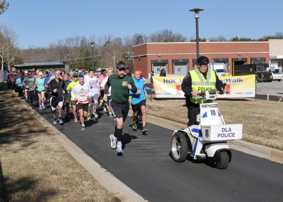 The 3.1-mile course began an ended at Gate 2, with the way kept  clear by the DLA Police Department.