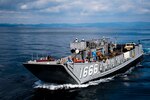 SASEBO, Japan (Jan. 25, 2017) Landing craft utility (LCU) 1666, assigned to Naval Beach Unit (NBU) 7, approaches the amphibious transport dock ship USS Green Bay (LPD 20) during an ammunition onload. Green Bay is on a routine patrol, operating in the Indo-Asia-Pacific region to enhance partnerships and be a ready response force for any type of contingency. (U.S. Navy photo by Mass Communication Specialist 1st Class Chris Williamson/Released)