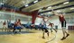 The 592nd Special Operations Maintenance Squadron’s Adam Cummings passes the ball into his teammate during their intramural basketball game Jan. 24 at Eglin Air Force Base Fla.  The maintainers easily controlled the game using their height advantage over the Air Force Research Lab team.  The Duke Field-stationed team rolled to a 2-0 season start with the 41 – 32 victory.  (U.S. Air Force photo/Samuel King Jr.)