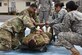 Flight paramedics from the 1st Battalion, 228th Aviation Regiment assist Joint Security Forces personnel with patient packaging as part of the hot and cold load orientation during a Medical Evacuation training, at Soto Cano Air Base, Jan. 17, 2017. 