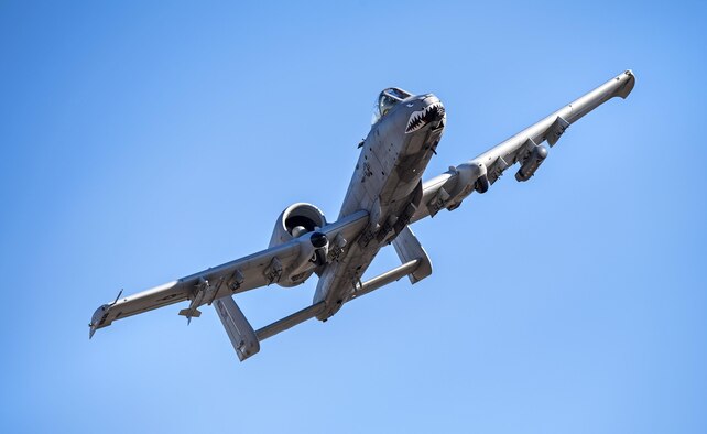 An A-10C Thunderbolt II soars through the skies in preparation for Green Flag-West, Jan. 12, 2017, above Moody Air Force Base, Ga. During Green Flag-West, participants encountered insurgency scenarios geared specifically toward combating threats from small cell terror groups or more organized groups like the Taliban. (U.S. Photo/Airman 1st Class Janiqua P. Robinson)