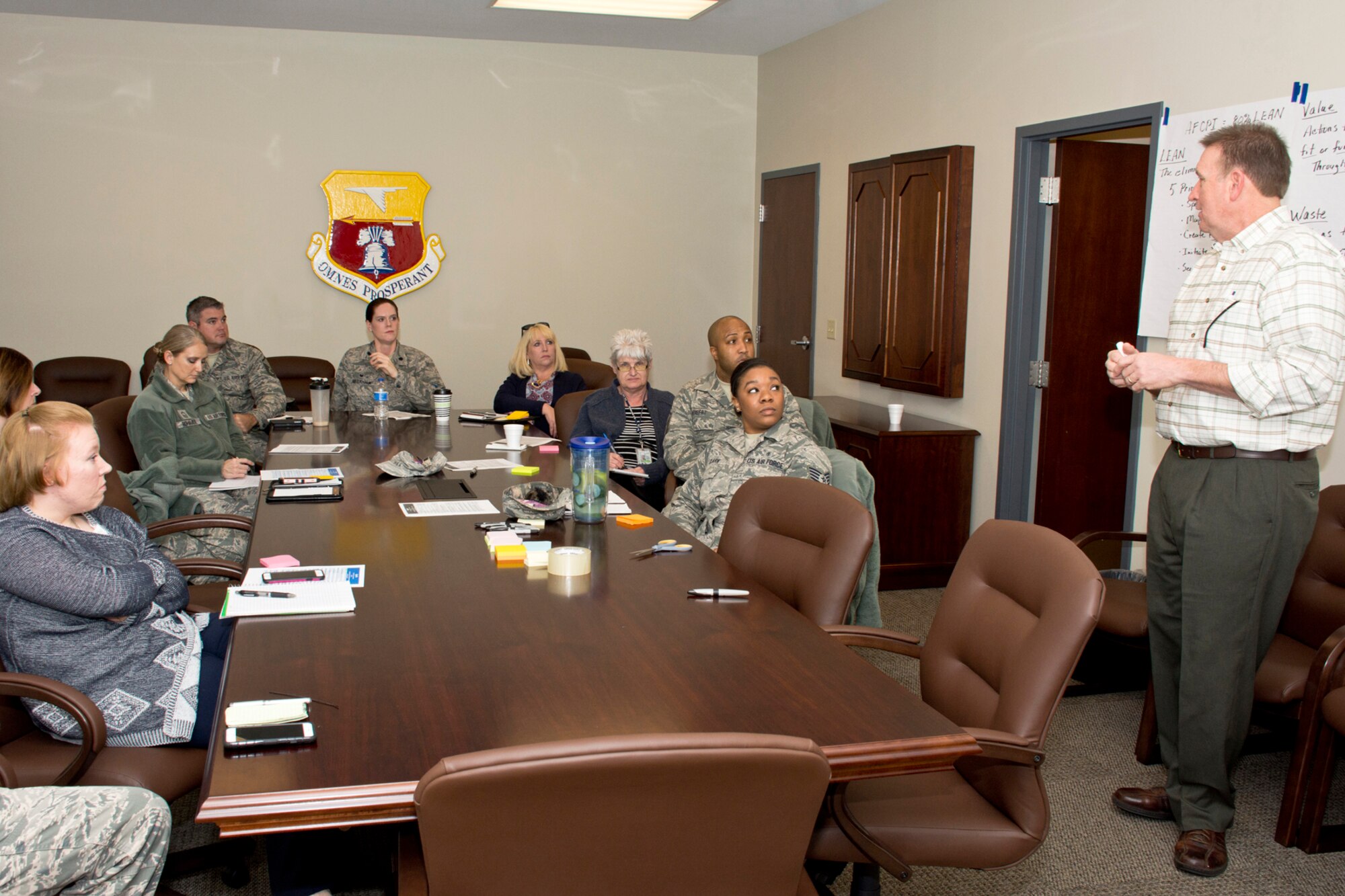 David Ringel, senior vice president of operations, MainStream GS, speaks to a class at the Line of Duty (LOD) Determination Continuous Process Improvement Event at Little Rock Air Force Base, Ark., Jan. 25, 2017. Ringel is a "Master Black Belt," level subject matter expert contracted to work with Air Force Reserve Command personnel in identifying problems within priority projects and finding solutions that increase performance, and efficiency. (U.S. Air Force photo by Master Sgt. Jeff Walston/Released)