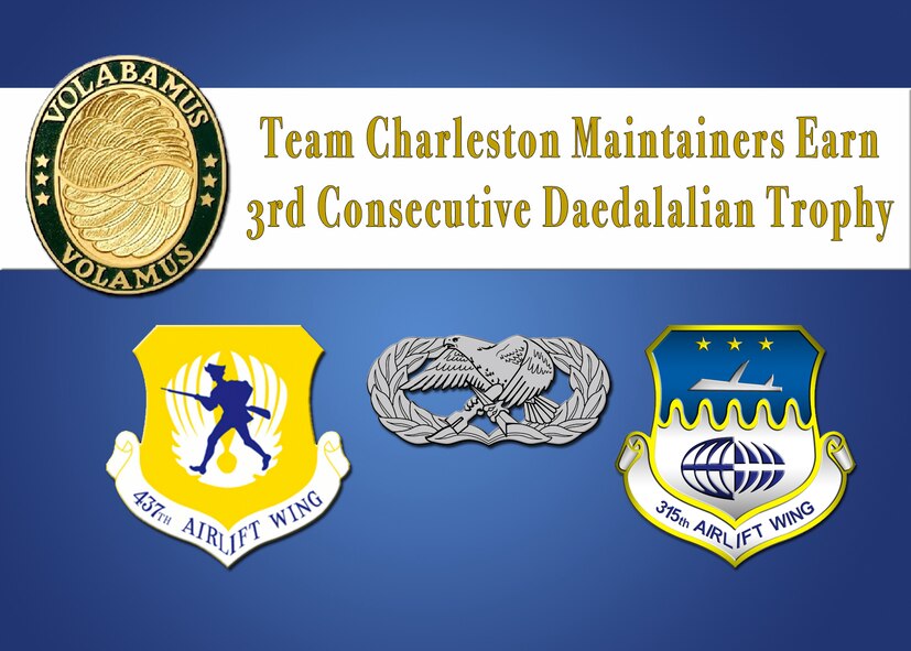 C-17 Globemaster III maintainers of the 437th and 315th Maintenance Groups at Joint Base Charleston have once again demonstrated that they are the cream of the crop after earning the 2016 Clements McMullen Daedalian Trophy for the third year in a row. (U.S. Air Force Graphic by Michael Dukes)