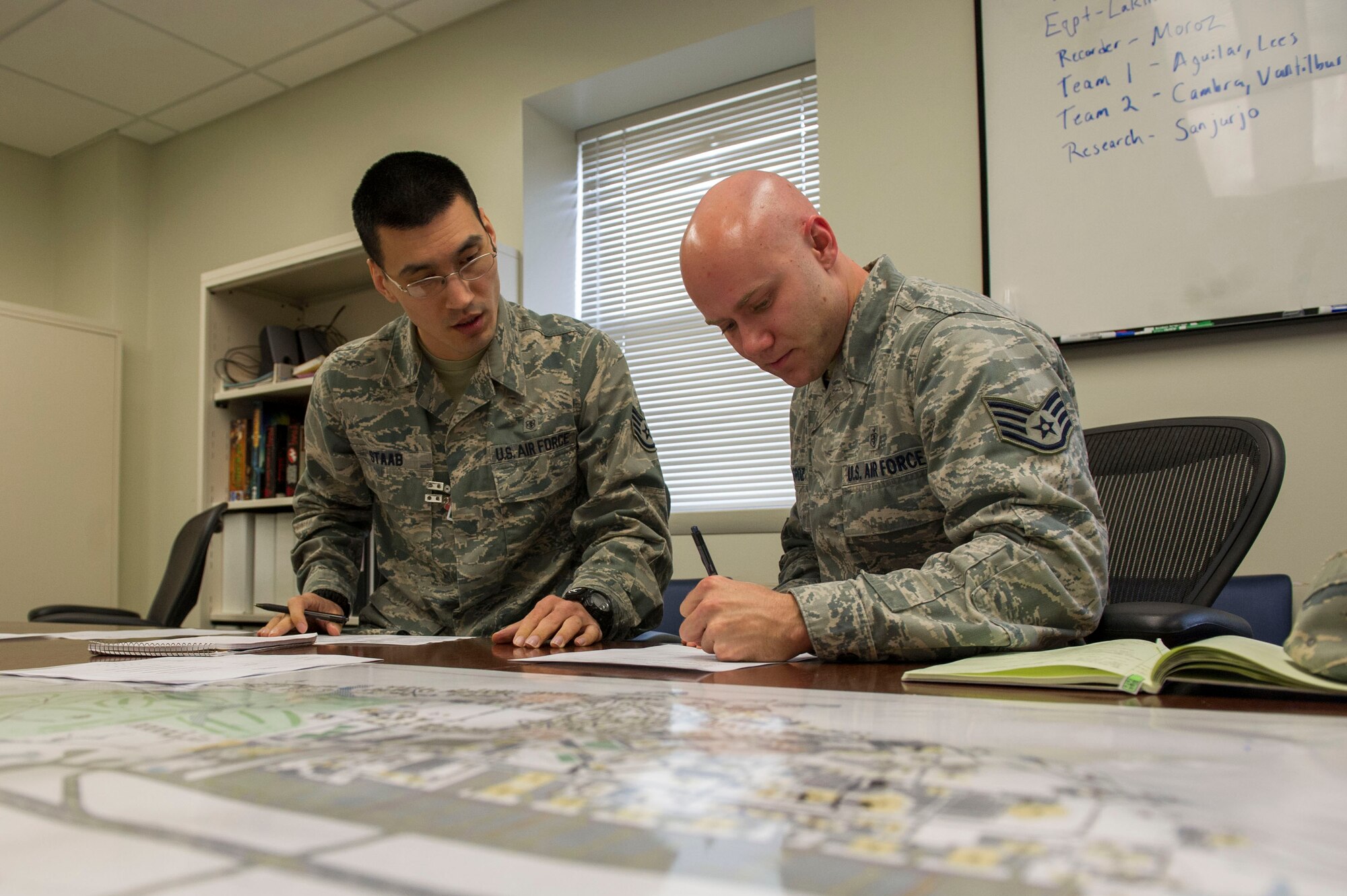 Airmen from the 779th Aerospace Medicine Squadron Bioenvironmental Flight conduct a hazardous material training exercise Jan.18, 2017. The flight conducts routine training to remain proficient and ready to respond at a moments notice. (Photo by Senior Master Sgt. Adrian Cadiz)(Released)