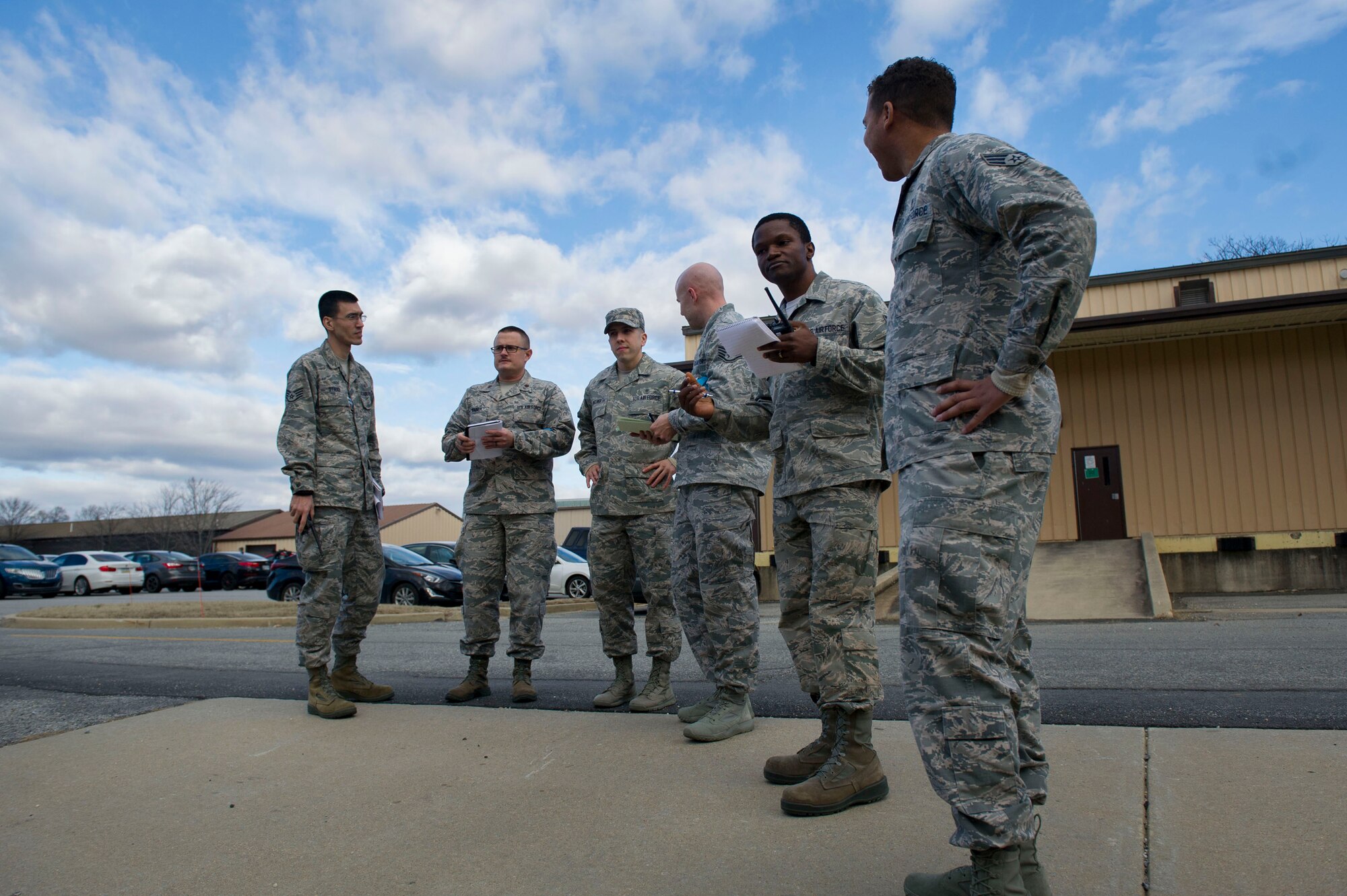 Airmen from the 779th Aerospace Medicine Squadron Bioenvironmental Flight conduct a hazardous material training exercise Jan.18, 2017. The flight conducts routine training to remain proficient and ready to respond at a moments notice. (Photo by Senior Master Sgt. Adrian Cadiz)(Released)