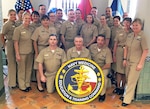 Officers and chief petty officers from Navy Reserve-Navy Medicine Education and Training Command pose for a photo at Navy Medicine Education, Training and Logistics Command at Joint Base San Antonio-Fort Sam Houston Jan. 20 during a three-day leadership symposium. 