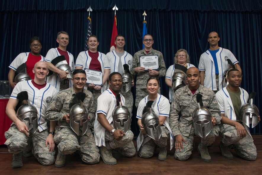 Winners of the 39th Air Base Wing 2016 Annual Awards pose for a photo during a banquet Jan. 27, 2017, at Incirlik Air Base, Turkey. The winners were selected as the top performers in their respective categories for the 2016 calendar year. (U.S. Air Force photo by Senior Airman John Nieves Camacho)