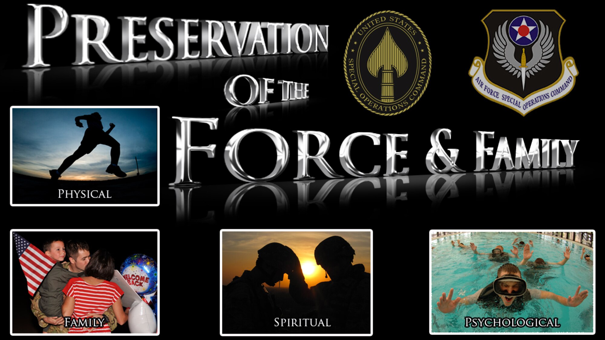 Preservation of the Force and Family  is a U.S. Special Operations Command initiative that identifies and implements solutions to improve the wellbeing of special operations forces and their families. The POTFF mission is to improve the well-being of special operation forces Air Commandos and their families. (Courtesy photo)