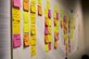Sticky notes represent every step to overhauling a TF-34 engine used in A-10s, Jan. 23, 2017, at Moody Air Force Base, Ga. Representatives from Air Combat Command traveled to Moody Air Force Base to participate in a Continuous Process Improvement event with the goal of decreasing the scheduled 28 days it takes to disassemble, repair and reassemble the TF-34 engine. (U.S. Air Force photo by Airman 1st Class Daniel Snider)