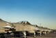 Seven A-10C Thunderbolt IIs from the 74th Fighter Squadron line up at the end of the runway for final preparations before takeoff during Green Flag-West 17-03, Jan. 24, 2017, at Nellis Air Force Base, Nev. The 74th FS brought 12 A-10s to GFW in support of a joint, large-force, combat readiness exercise for close air support integration training. (U.S. Air Force photo/Staff Sgt. Ryan Callaghan)
