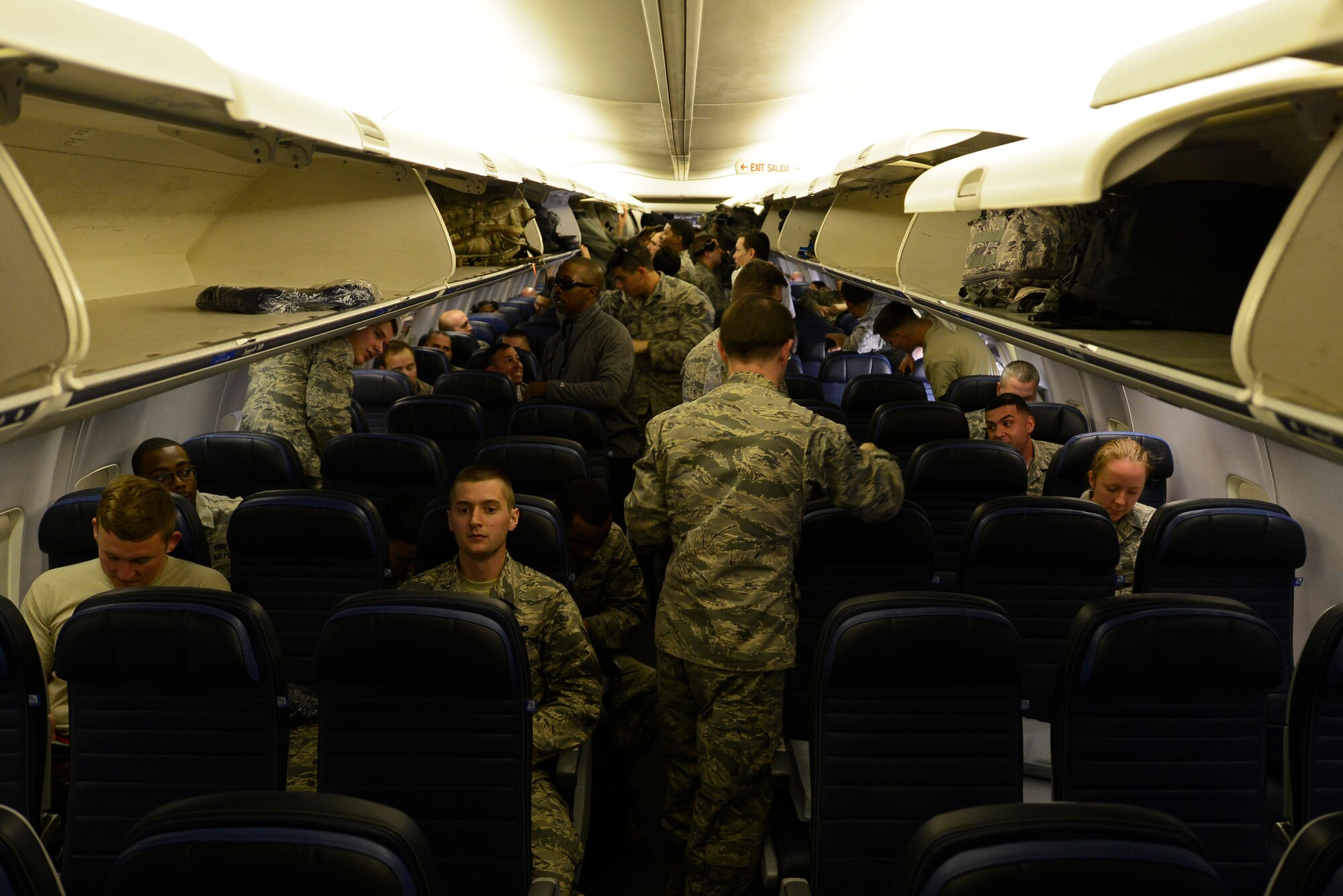 U.S. Airmen from across the 20th Fighter Wing prepare to leave Shaw Air Force Base, S.C., Jan. 19, 2017 for Red Flag 17-1 at Nellis AFB, Nev. Airmen from  maintenance and other career fields travelled to Red Flag in support of Shaw's F-16CM Fighting Falcons who also flew to participate in the three-week exercise.  (U.S. Air Force photo by Airman 1st Class BrieAnna Stillman)
