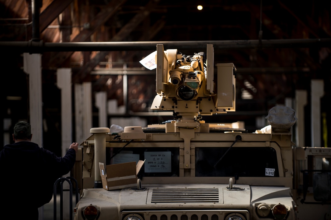 A Common Remotely Operated Weapon Station (CROWS), is mounted on top of a High Mobility Multipurpose Wheeled Vehicle during a fielding to U.S. Army Reserve units at Fort Chaffee, Arkansas, Jan. 23-27, as part of a four-part fielding process intended to field CROWS to more than 25 Army Reserve units this fiscal year. The CROWS is a remote-controlled system compatible with four major crew-serve weapons, and it was developed to keep gunners safe within the vehicle while engaging enemy targets. (U.S. Army Reserve photo by Master Sgt. Michel Sauret)