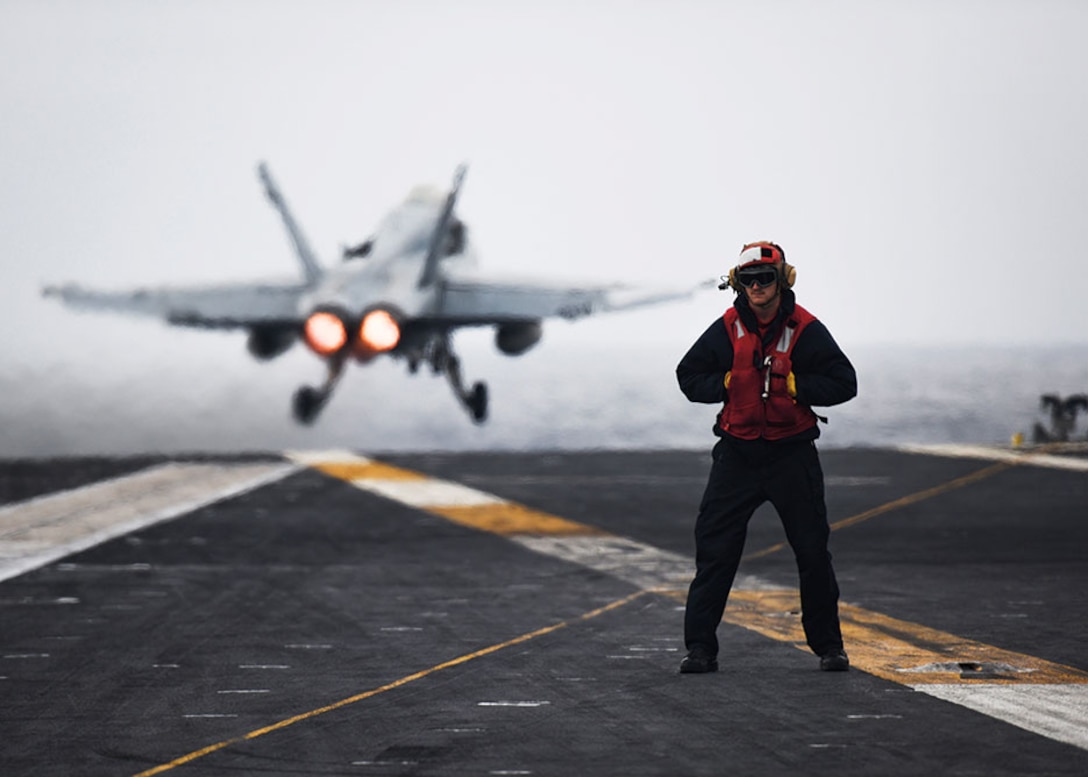 USS Nimitz conducts Tailored Ship’s Training Availability and Final Evaluation Problem, which evaluates crew on performance during training drills and real-world scenarios, Pacific Ocean, November 2016.
