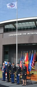 The guest speakers for the Center for the Intrepid 10th anniversary celebration Jan. 27 at Brooke Army Medical Center were (from left) Arnold Fisher, honorary chairman, Intrepid Fallen Heroes Fund; Brig. Gen. Jeffrey Johnson, BAMC commanding general; Col. David Duplessis, chief, Department of Rehabilitation Medicine; Lt. Col. Joseph Alderete, CFI medical director and Lt. Col. Kathleen Yancosek, CFI director.