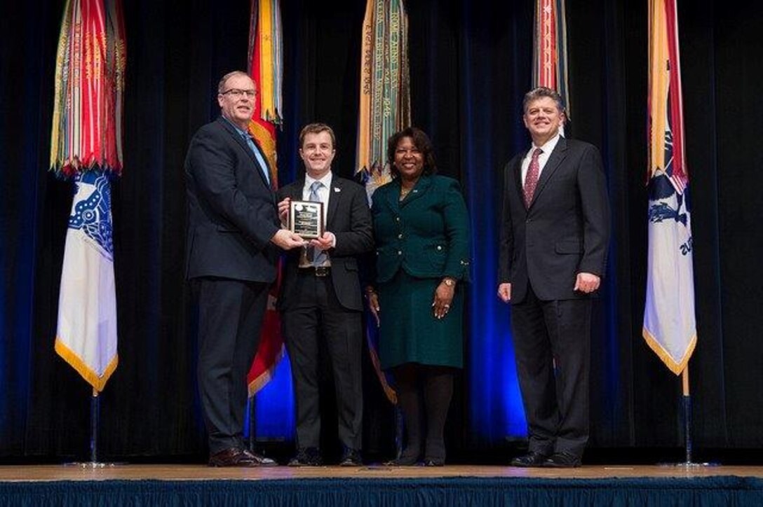 From left: Robert Work, deputy secretary of defense; Gerald Barb, physical security specialist, DLA Installation Support; Rosie Allen-Herring, president/CEO, United Way National Capital Area; Michael Rhodes, director of administration, DoD Office of the Deputy Chief Management Officer, Jan. 26, 2017, the Pentagon.