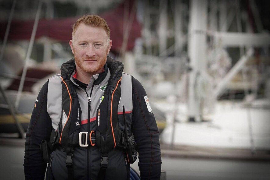 Ray Hoogendijk, 100th Force Support Squadron Outdoor Recreation program manager, poses for a photograph after completing his Yacht Master offshore practical exam November 2016, in Falmouth, Cornwall, England. Hoogendijk recently joined the outdoor recreation team and brings a wealth of experience and outdoor knowledge to RAF Mildenhall, and will be organizing many different outdoor activities and trips for Airmen and their families. (Courtesy photo)
