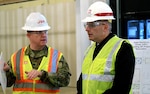 U.S. Army North Command Force Health Protection Officer Col. James Flanagan Jr. (left) discusses the Vogel Resiliency Center project with Brooke Army Medical Center Commander Brig. Gen. Jeffrey Johnson. The renovation of building 367 is on schedule for a January 2018 grand opening of the Vogel Resiliency Center, in conjunction with San Antonio's tricentennial celebration of the Alamo City's 300th birthday. The Vogel Resiliency Center will provide services in support of the service members, retirees, civilians and military families in ready and resilient healthy lifestyles to enable them to achieve and sustain optimal personal readiness. U.S. Army photo by Tim Hipps, Army North Public Affairs