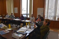 Executive Director of Catholic Charities of Oneida/Madison County, Denise Cavanaugh, participates in a group discussion about Emergency Management Planning during a planning assistance visit to Catholic Charities of Oneida/Madison County, January 23 through the 27th.