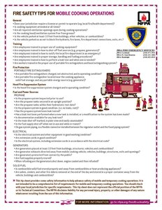 Fire safety tips for mobile cooking operations