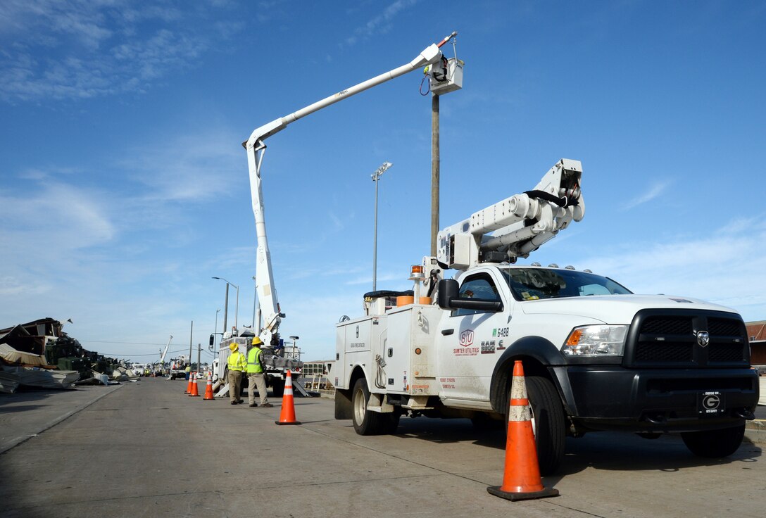 Georgia Power personnel work to restore power to Marine Corps Logistics Base Albany, Jan. 27.